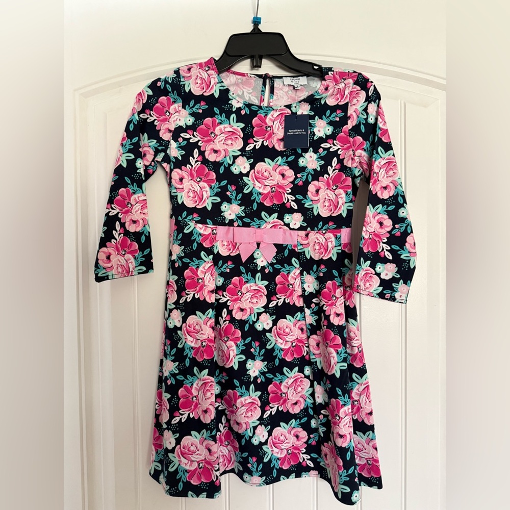 crown & ivy Pink and Blue Floral Kids Dress
